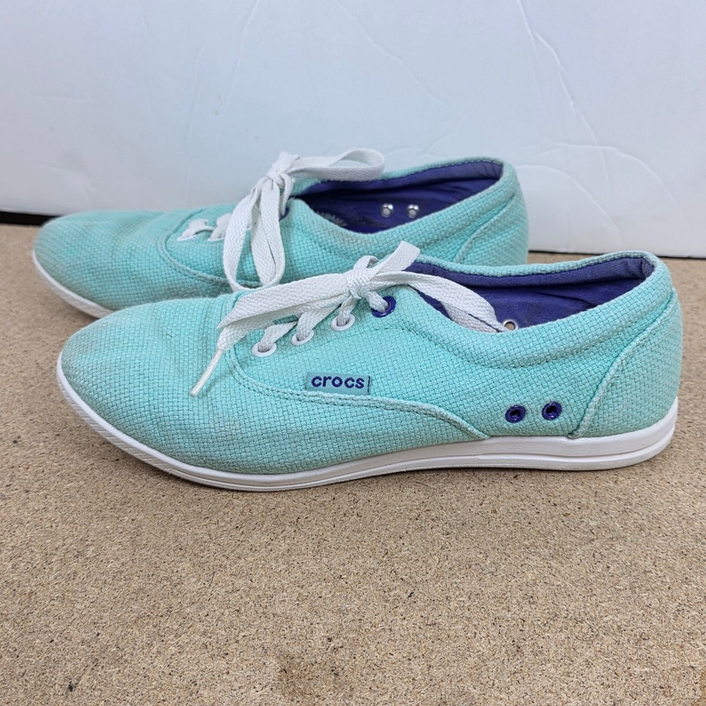 Crocs Women's Aqua LOPRO short vamp pilm Canvas Lace Up Sneakers Shoes